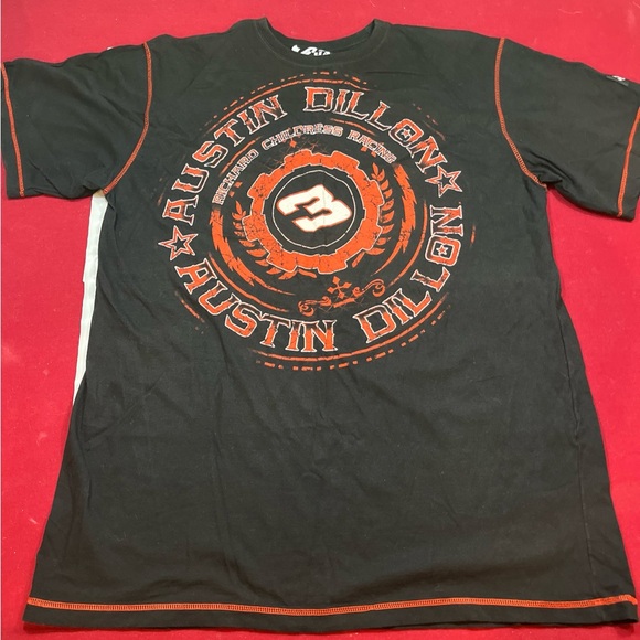 NASCAR Austin Dillon Black Double Sided Racing Rap Tee Y2K Stars Spellout Men XL - Picture 10 of 11